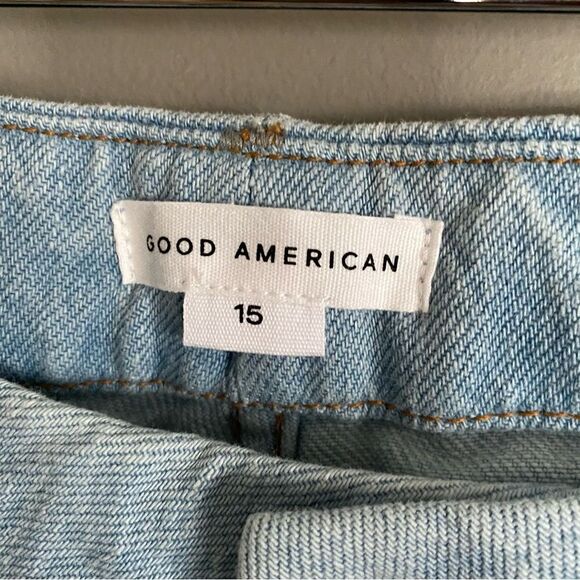 Good American Patchwork Straight Leg Jeans Sz 15 NWT - Picture 4 of 9